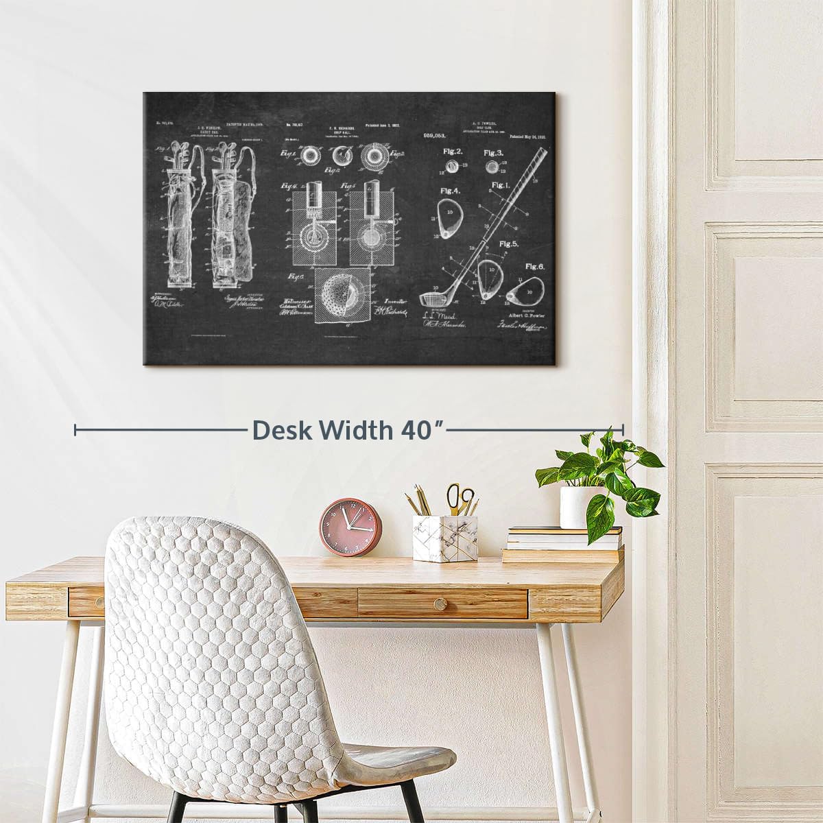 ElephantStock Golf Patents Canvas - 1 Panel Sports Patent Wall Art Decor - Sports Decorations for Boys Room - Wall Art and Office Decor - 30" X 20"