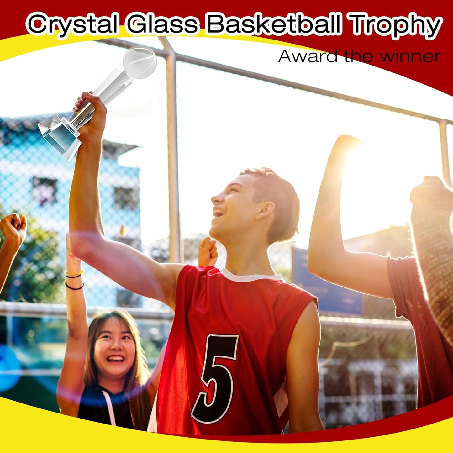 Meooeck 4 Pcs Crystal Glass Trophy with Gift Box 9.1 x 2.8 Inch Champion Award Austerity Paperweight for Desktop Large Table Decor for Tournaments Sports Competitions Parties Adults