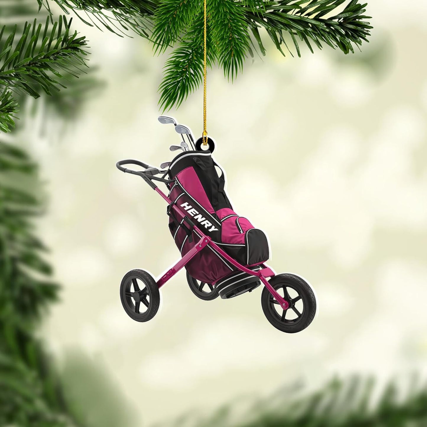 Personalized Golf Ornaments for Christmas Tree 2025 Custom Golf Christmas Ornament Golfing Bag Ornament Sports Golf Cart Ornaments Gift for Golfer Bag Golfing Lovers Hanging Decoration (G13)