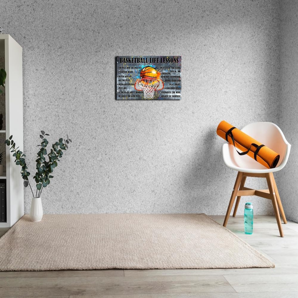 Strofupp Basketball Posters Framed Sport Quotes Picture Wall Decor Modern Vintage Motivational Basketball Wall Art Life Lessons Poster 12x18 inches