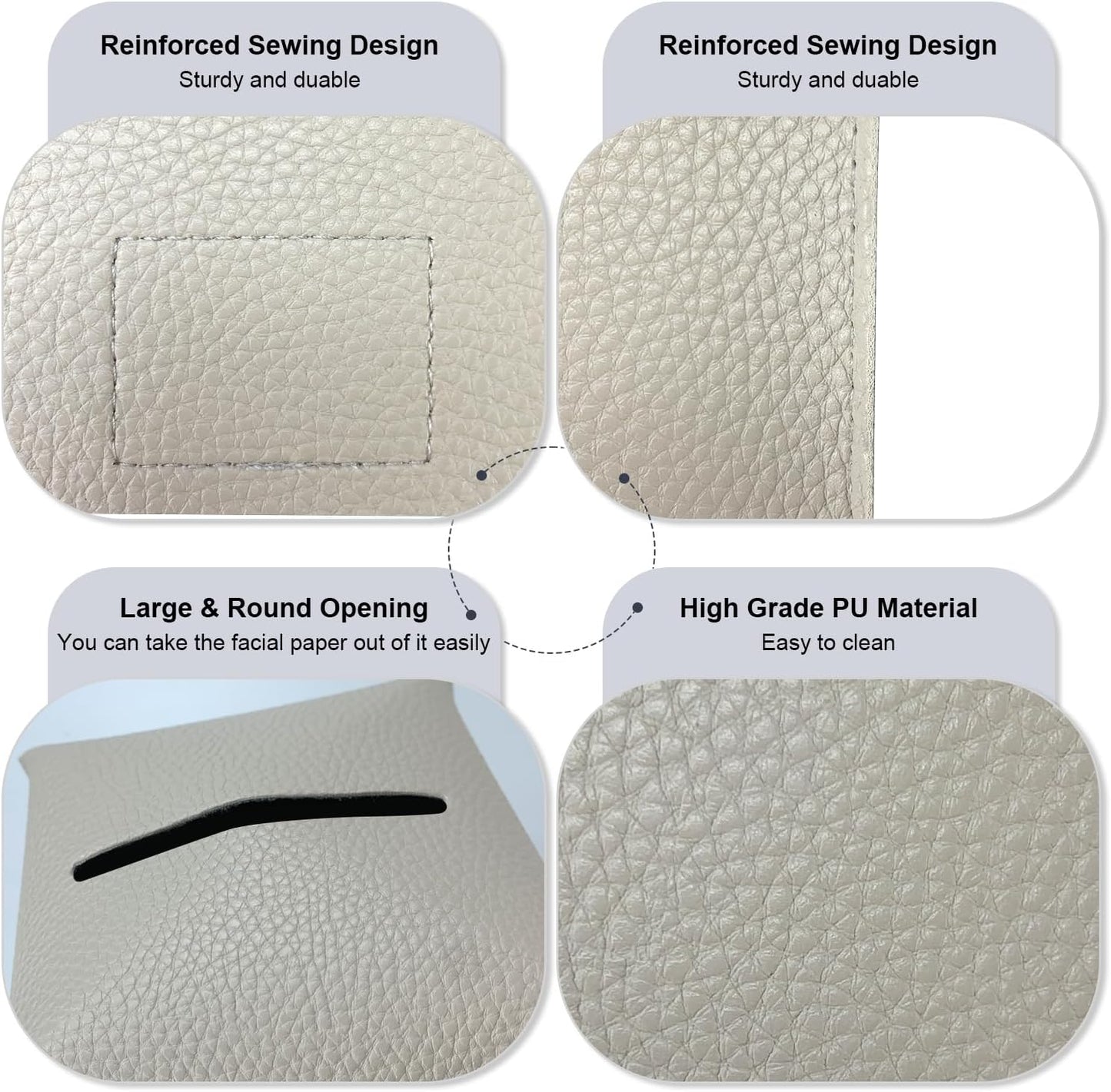 Tissue Box Cover 5X5X5'' PU Leather Tissue Holder Square Tissue Cube Box Organizer for Bathroom Vanity Countertop, Car, Night Stands, Office, Home, Kitchen (1Pack, Lime White)