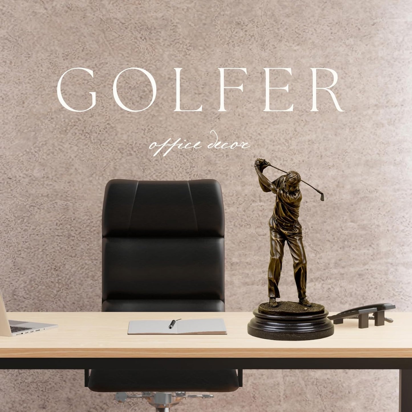 12.6'' Golf Man Bronze Statue, Classical Golfer Bronze Figurine Sculpture Ornament with Marble Base Modern Art Crafts for Home Office Decor Gift