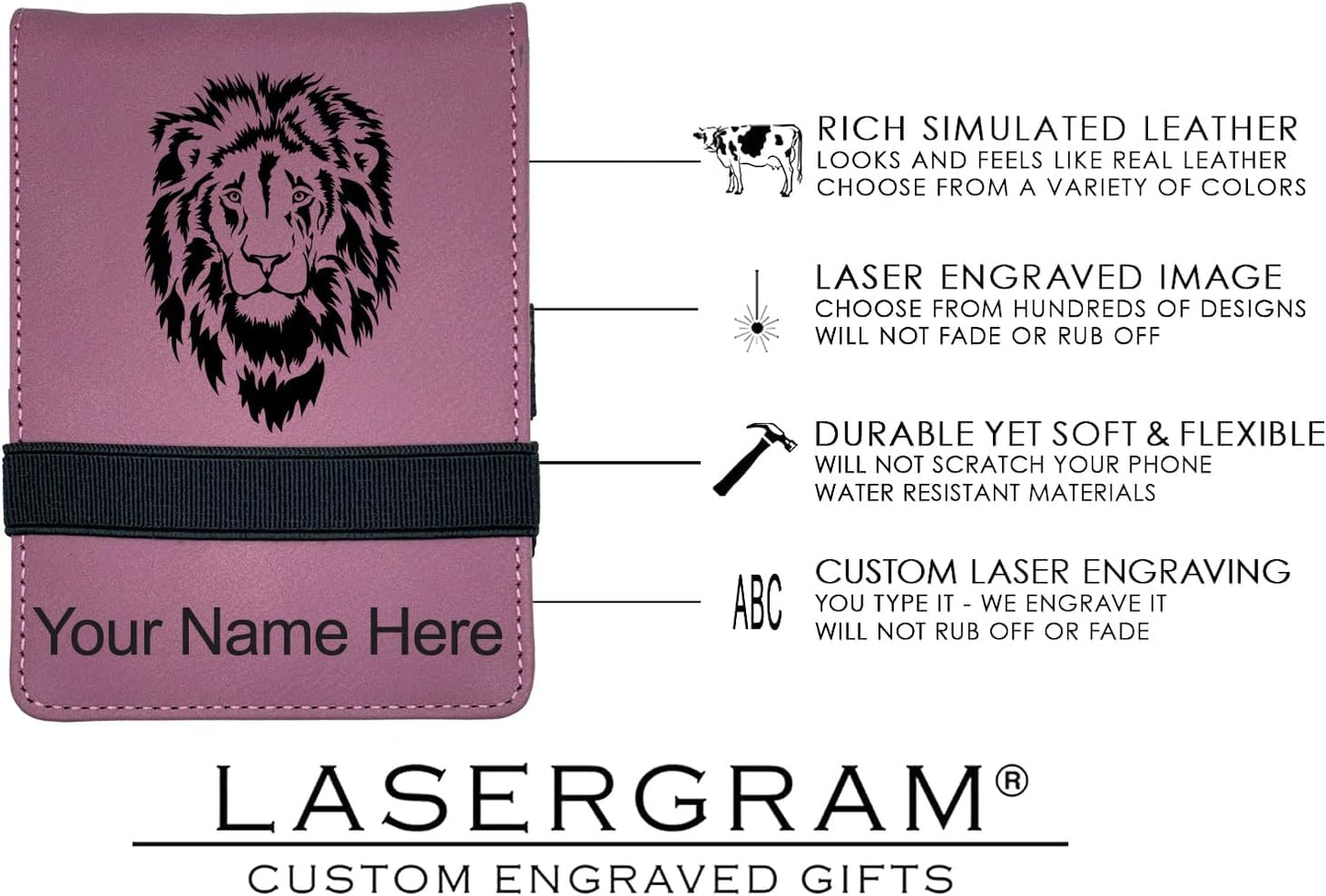 LaserGram Mini Padfolio with Notepad and Pen, Golfer Golfing, Personalized Engraving Included (Pink)