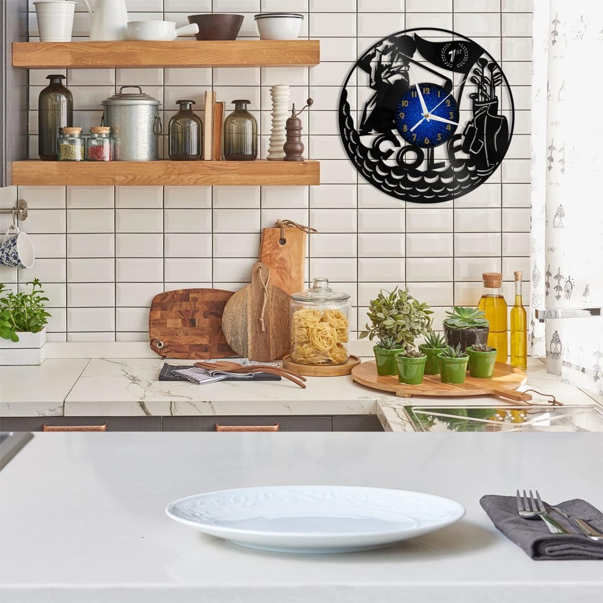 Golf Decoration Vinyl Wall Clock, Vinyl Record Clock Wall Art Silent & Non-Ticking(12 inchs B)