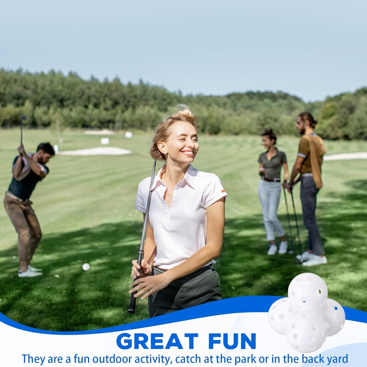 24 Pack Practice Golf Balls 42 mm Limited Flight Plastic Golf Training Airflow Hollow Ball for Driving Range Swing Practice Backyard Indoor Outdoor Home