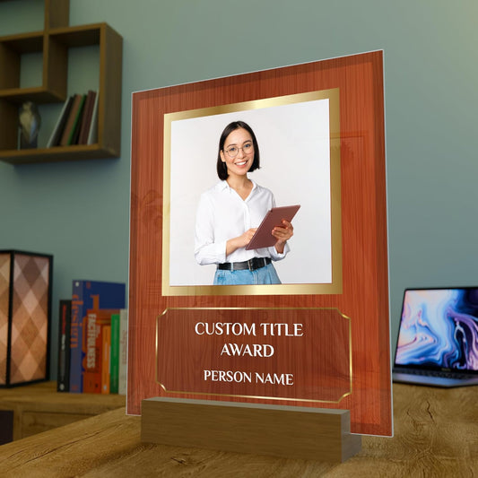 Personalized Acrylic Trophy Award for Activities I Custom Trophy Plaque I Customizable Awards and Trophies I Customize Your Employee Appreciation Gifts I Wide 8"x 10" Height (Vertical EA With Photo)