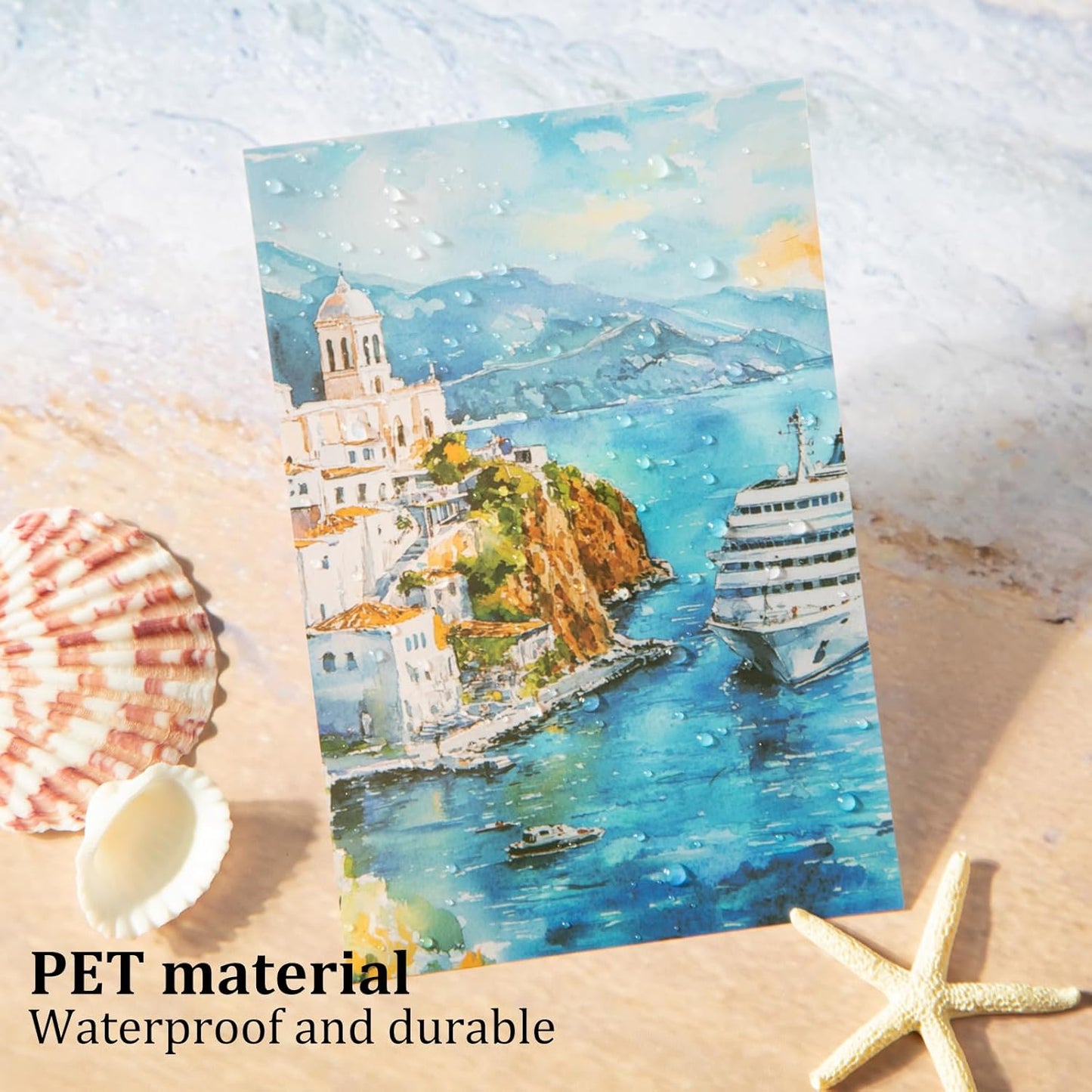 Travel Scenery PET Sticker Set, 60PCS Large Landscape Scrapbook Supplies for Journaling, DIY Crafts and Planner