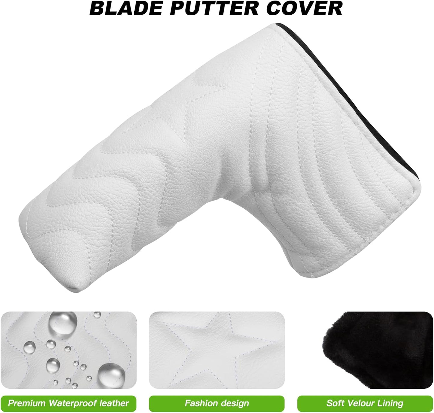 4pcs or 1pc Golf Club Head Covers for Woods, Driver, Fairway, Hybrid – Premium PU Leather with Interchangeable Tags & Magnetic Blade and Mallet Putter Covers