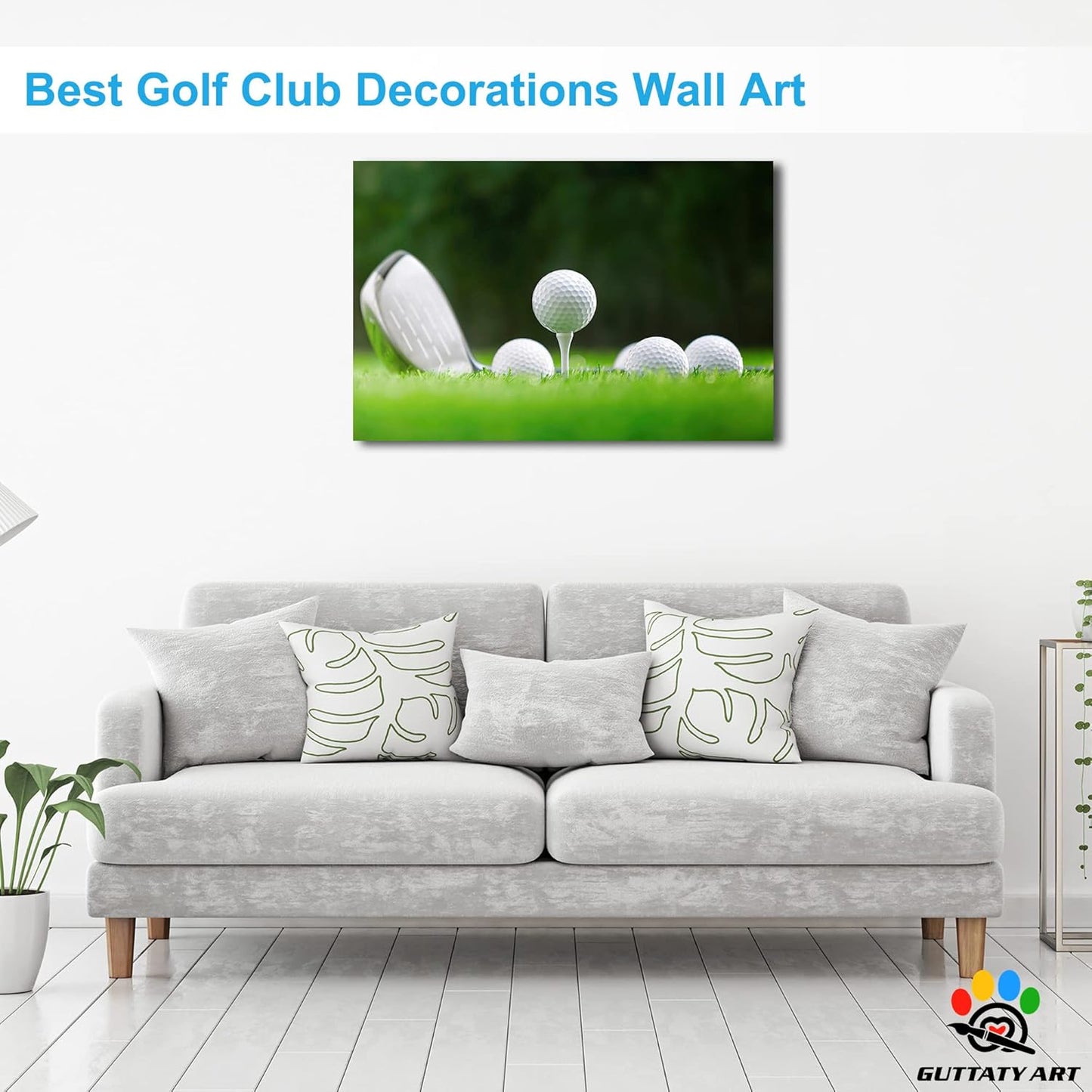 GUTTATY Golf Wall Art, Golf Pictures Posters Canvas Print Wall Decor for Golfer's Man Cave Home Ofice Ready to Hang (24x36 Inches)