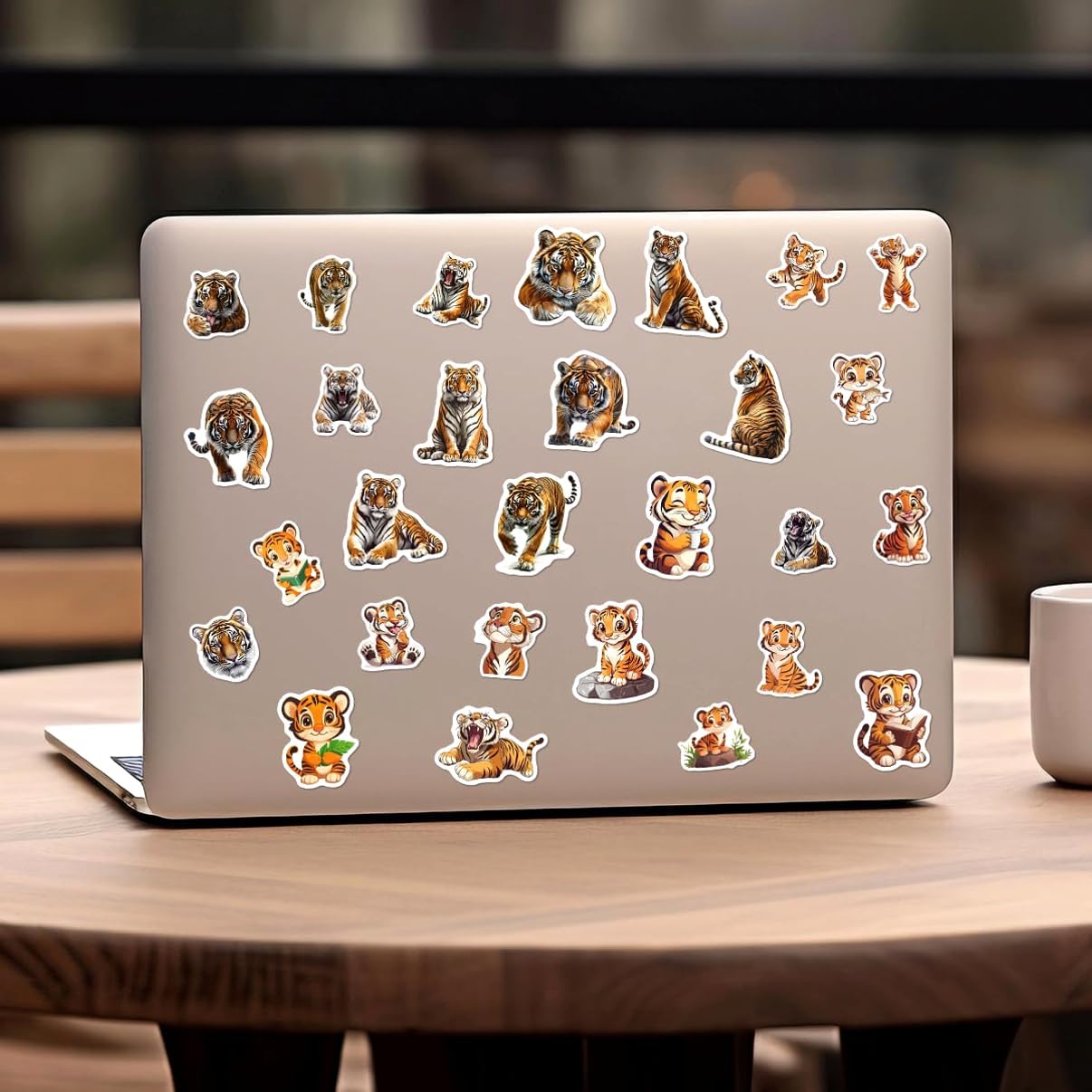 108 PCS Cute Tiger Stickers, Waterproof Vinyl Animal Stickers for Kids Teens Adults, Jungle Wildlife Decals for Laptop, Phone, Water Bottles, Journaling, Scrapbooking, Party