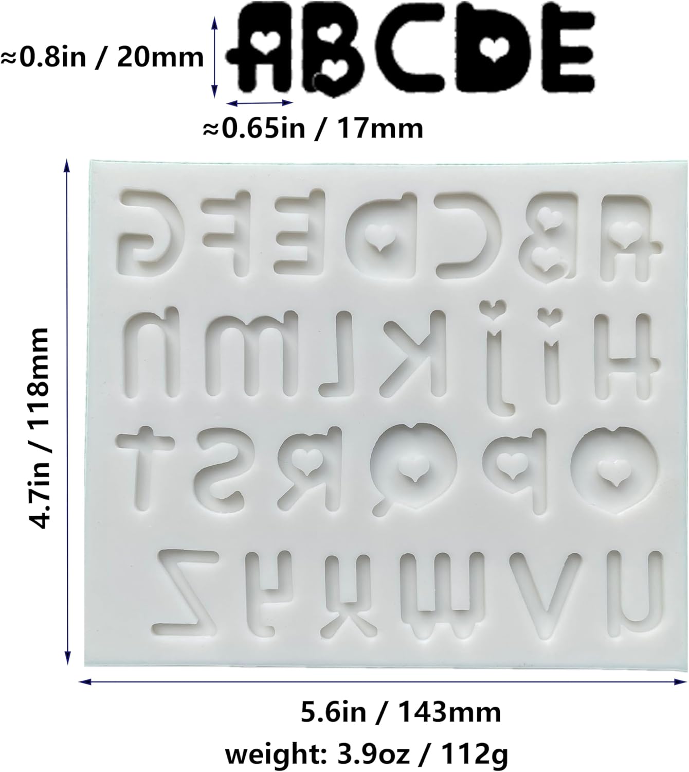3-Piece Valentine with Heart-shaped Letters & Numbers Silicone Mold Set for Various Crafts - Perfect for Fondant Cakes, Chocolate, Resin, Gumpaste & DIY Creations