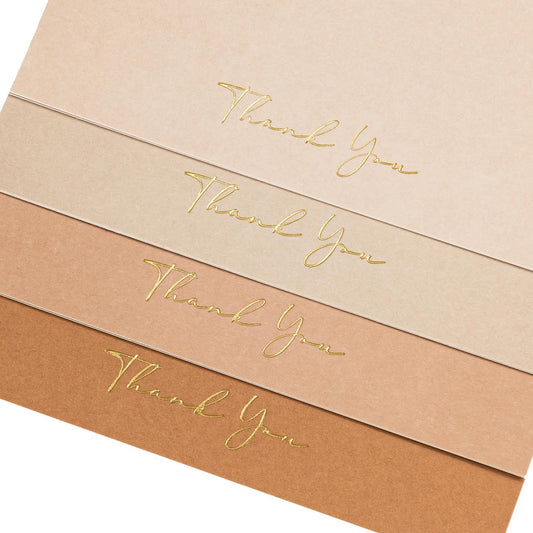 Crisky Neuttral Brown Thank You Cards with Envelopes & Stickers， 50 Pack Bridal Shower Graduation Thank You Cards Small Business, Wedding Baby Shower Birthday Funeral Notes Bulk