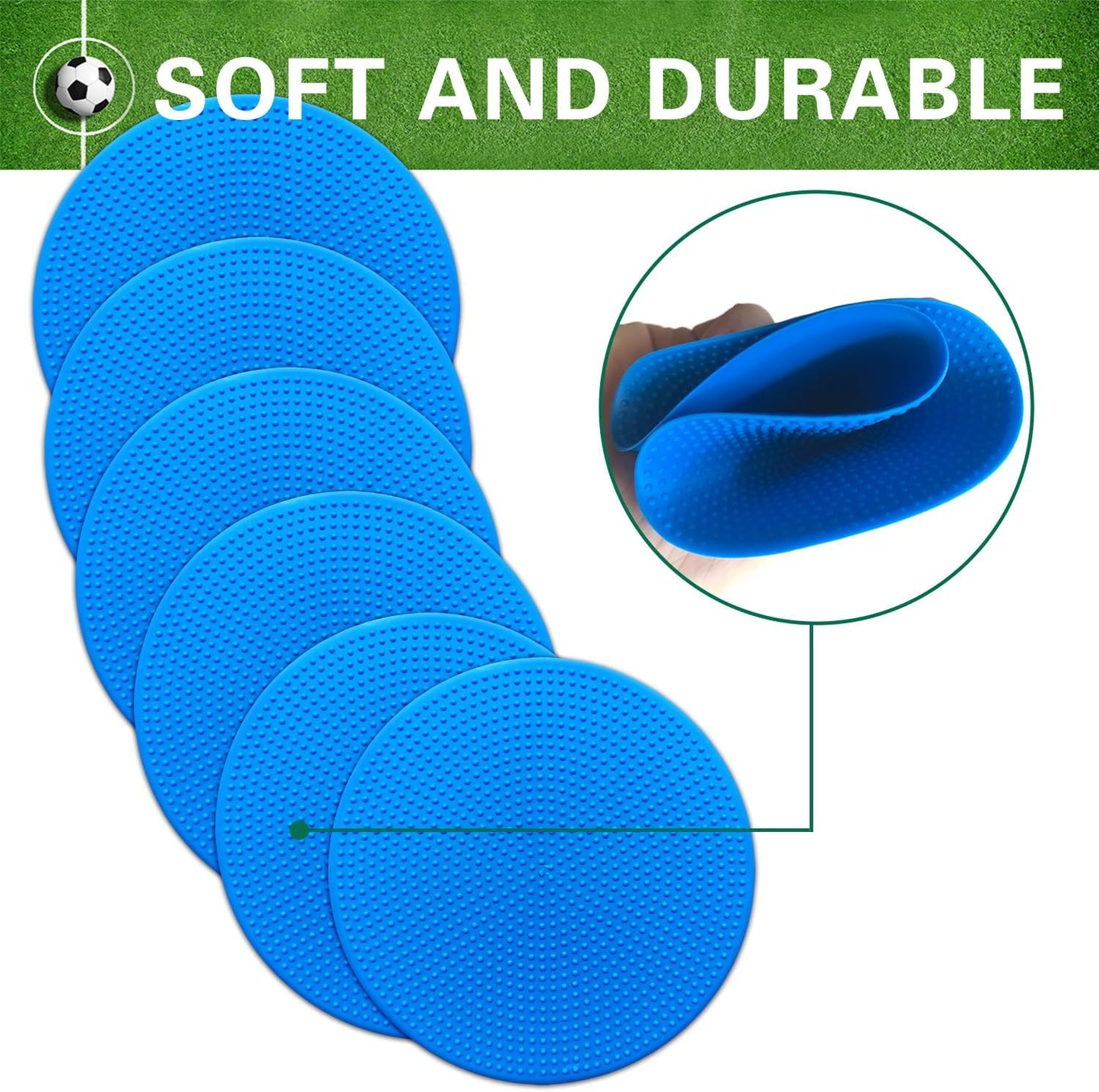 Poly Spot Markers 9 inch Non-Slip Rubber Agility Training Markers Floor Dots Flat Field Cones for Football, Soccer, Basketball, School Exercise Drills, Dance Practice