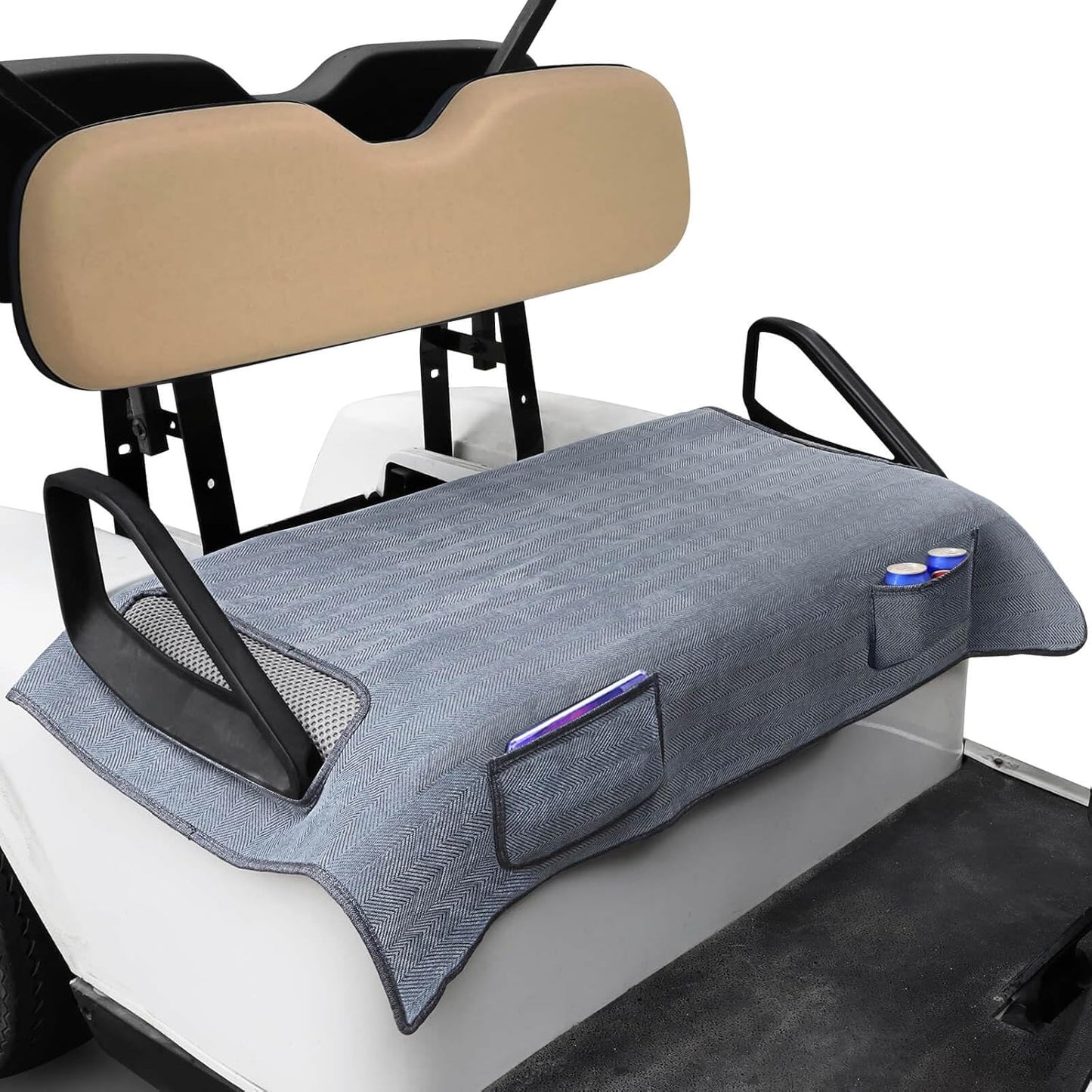 MOSNAI Golf Cart Blanket Seat Covers with 2 Pockets for Club Car DS Precedent EZGO TXT RXV Front Seat, Golf Cart Towel/Cloth Seat Cover Heavy Duty Breathable Washable Polyester Mesh Cloth