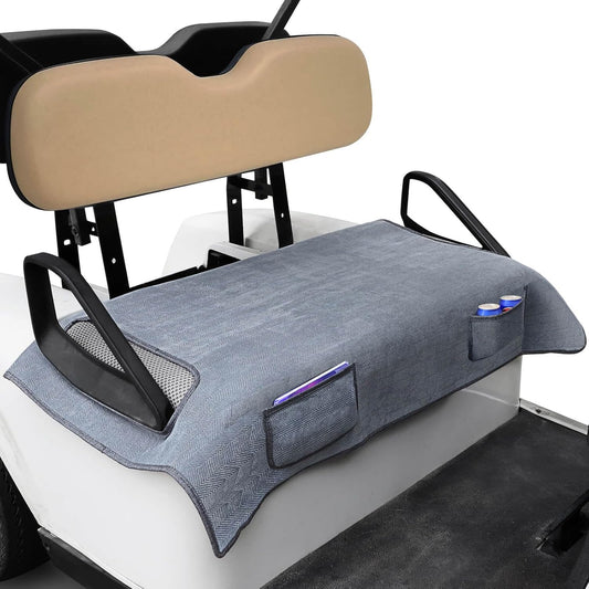 MOSNAI Golf Cart Blanket Seat Covers with 2 Pockets for Club Car DS Precedent EZGO TXT RXV Front Seat, Golf Cart Towel/Cloth Seat Cover Heavy Duty Breathable Washable Polyester Mesh Cloth