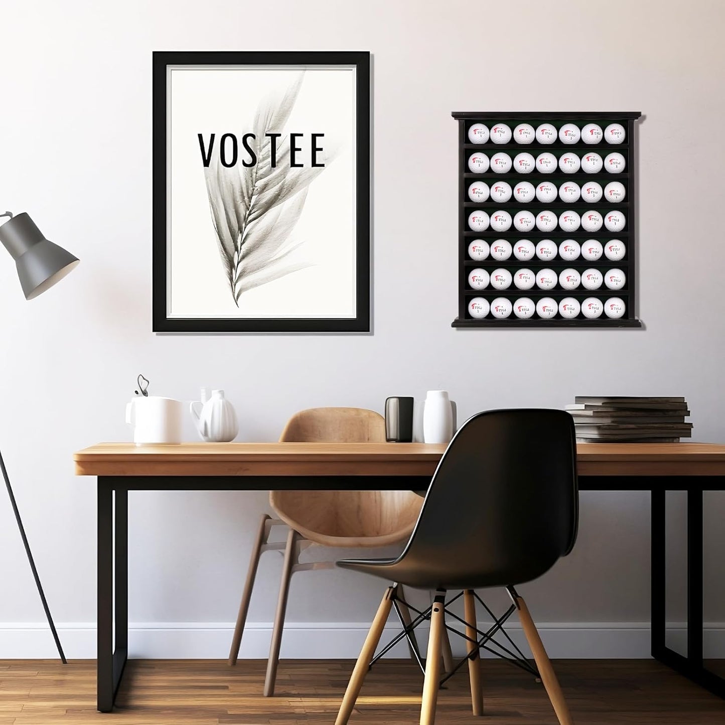 DisplayGifts Golf Gift 49-Golf Ball Display Case Cabinet Rack, No Door Open Rack Black Finish Frame