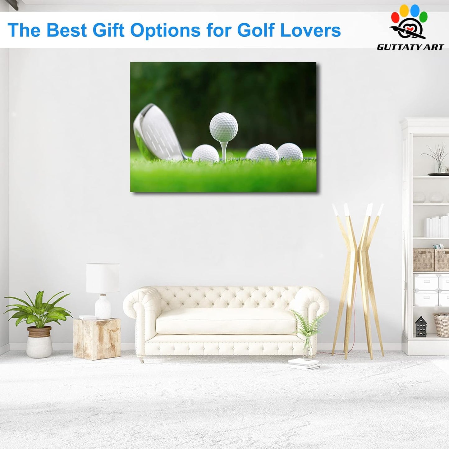Golf Canvas Wall Art, Golf Course Wall Art Painting Prints for Living Room Wall Decor, Close Up of Golf Balls Poster Picture for Bedroom Decor, Framed Artwork for Office Home Decoration 28x40 Inches