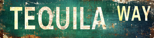 AWISZZZ Vintage Metal Tin Sign Retro Tequila Way Signs Stylish Wall Art Plaques for Home Decor Bathroom Kitchen House and Gothic Wall Decor or as a Unique Poster 16x4 in