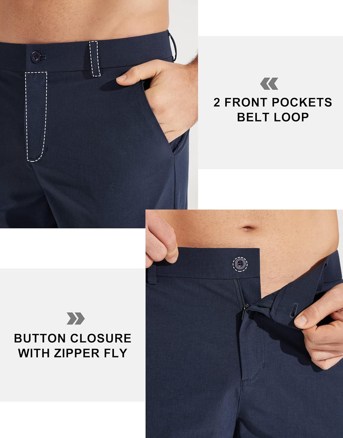 Libin Mens Golf Pants Stretch Work Dress Pants 30"/32"/34" Quick Dry Lightweight Casual Comfy Trousers with Pockets