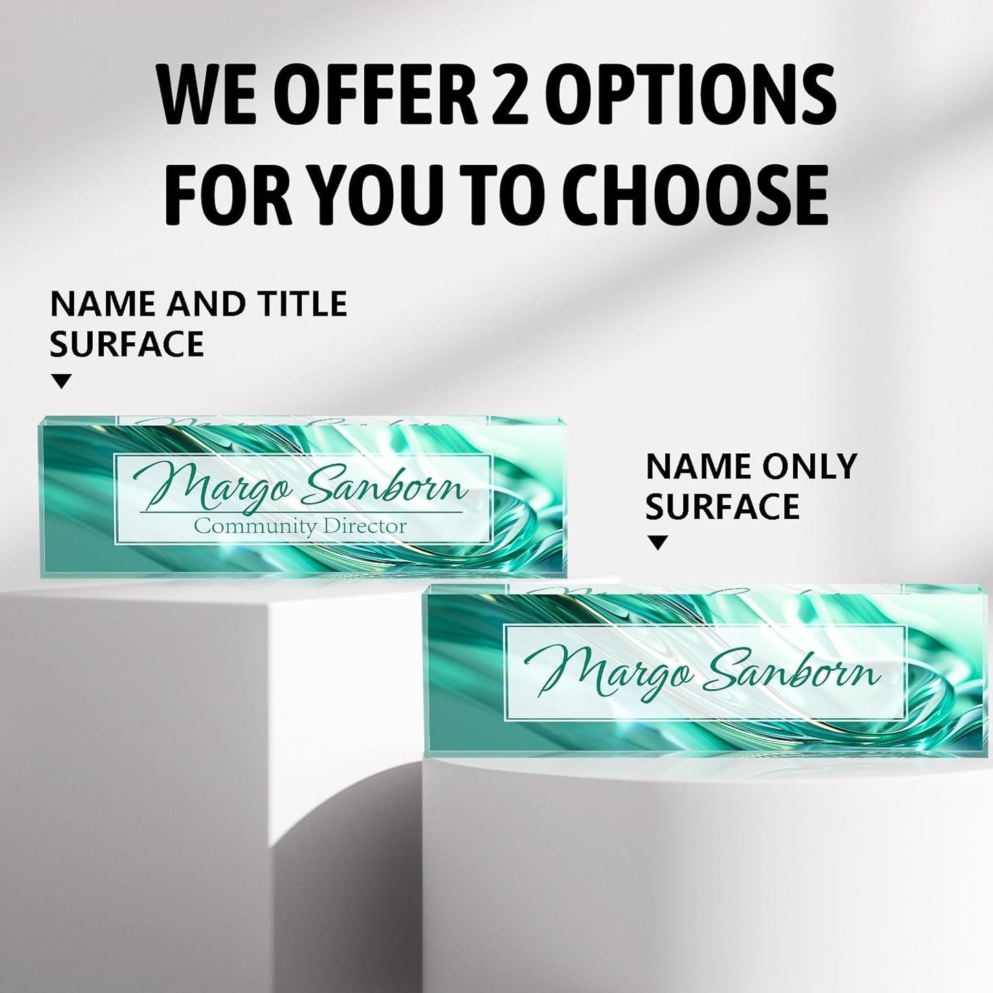 Personalized Name Plate for Desk Custom Acrylic Desk Name Plate Custom Employee Appreciation Gifts Office Gifts for Women, Men, Boss, Coworkers, Teacher, Nurse (Green Glaze)