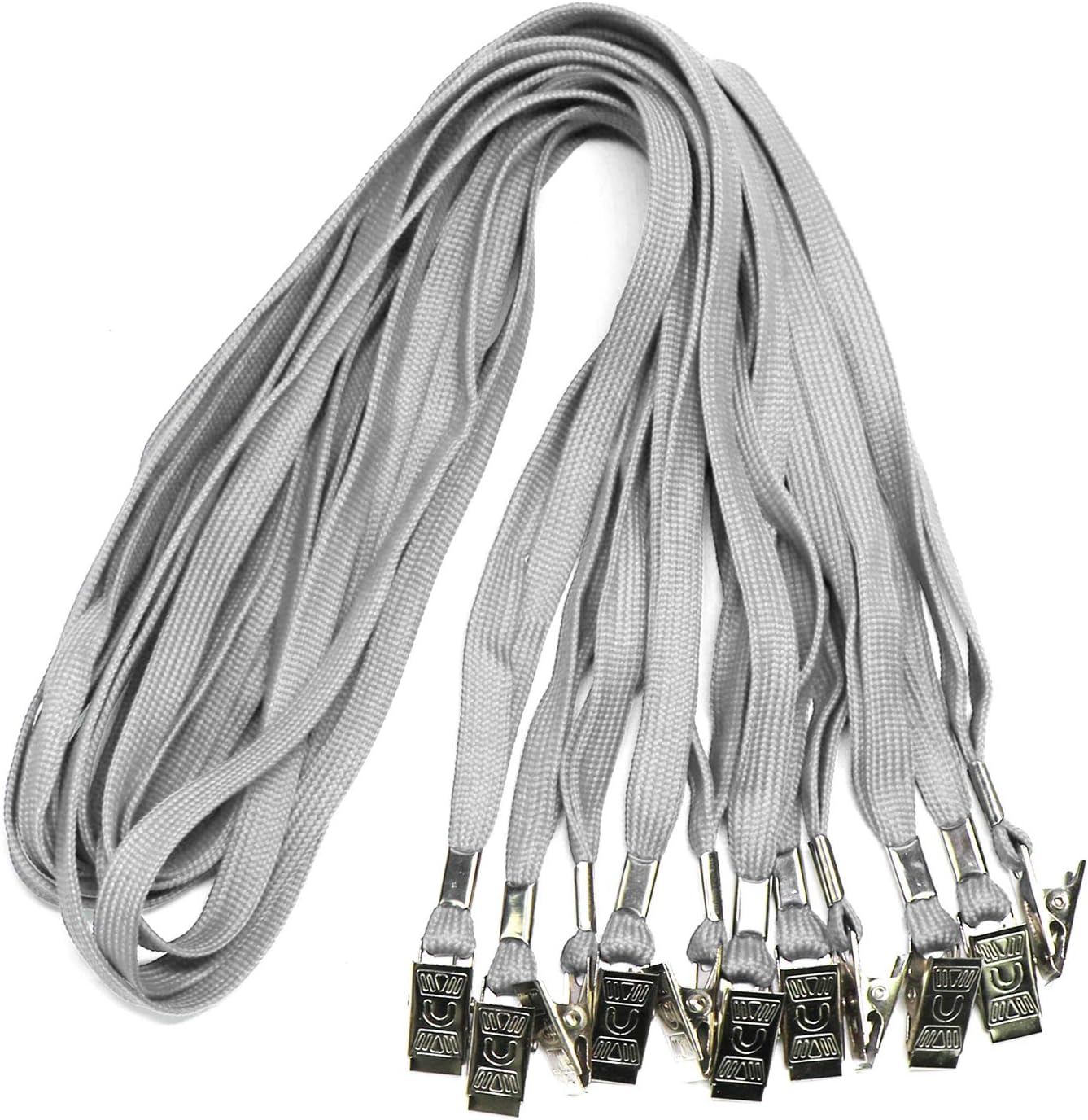 Ollain Badge Lanyards Neck Bulk Cruise Lanyards Lanyard with Clip for ID Card Name Tags Badge Holders (Gray, 100 Pack)