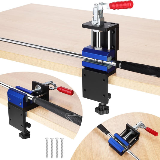 3-in-1 Golf Shaft Clamp,Aluminum Golf Club Regripping Kit,360° Swivel Portable Table Vise with Anti-Slip Design & Shaft Protection for Grip Replacement