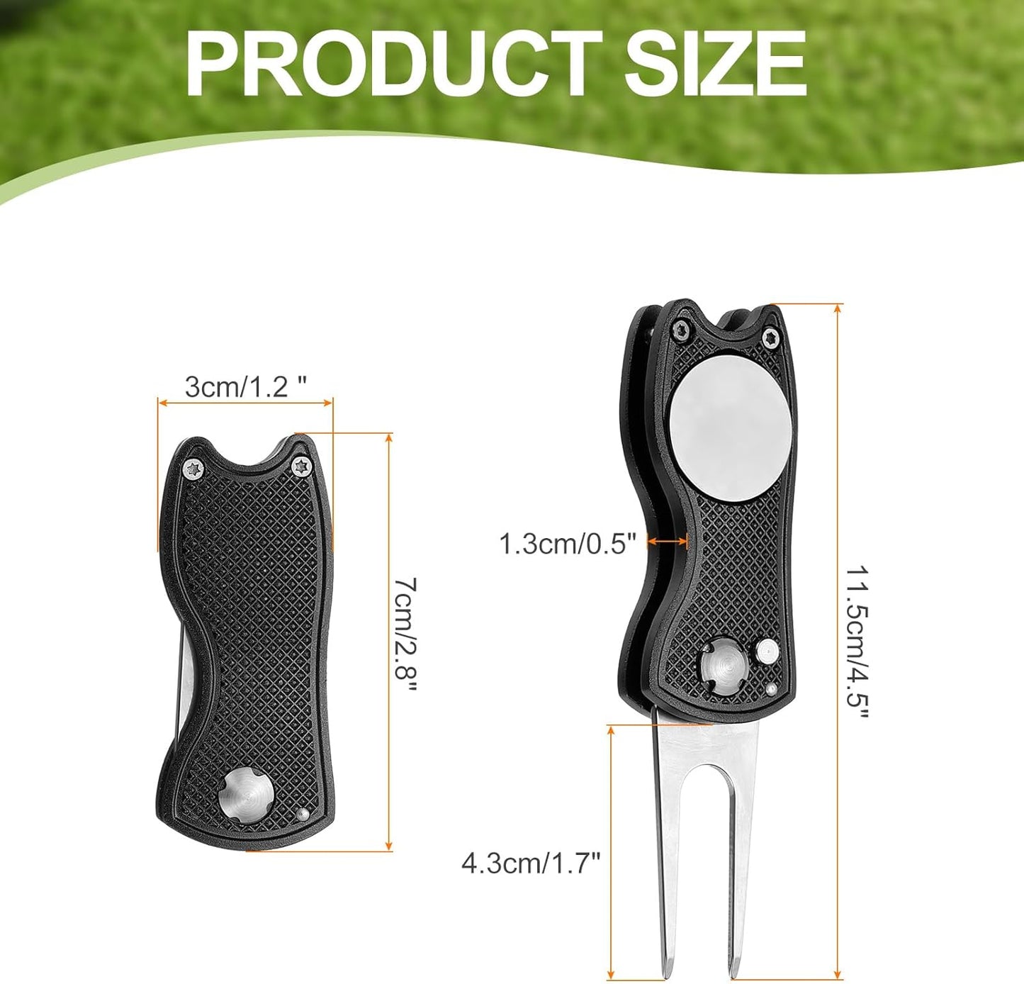 PATIKIL Golf Divot Repair Tool Foldable Metal Golf Green Divot Tool with Magnetic Ball Marker