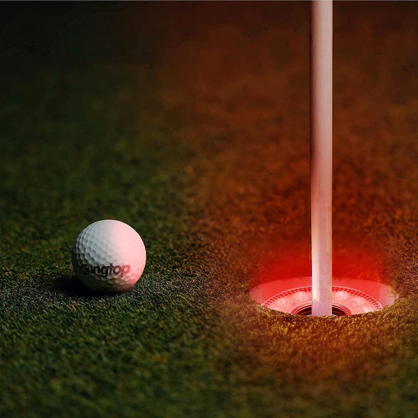 KINGTOP Mini Golf Flagstick with RGB Hole Light, Practice Putting Green Flags for Yard, Golf Pin Flag Hole Cup Set, Light Up Night Golf Party, 4-Pack