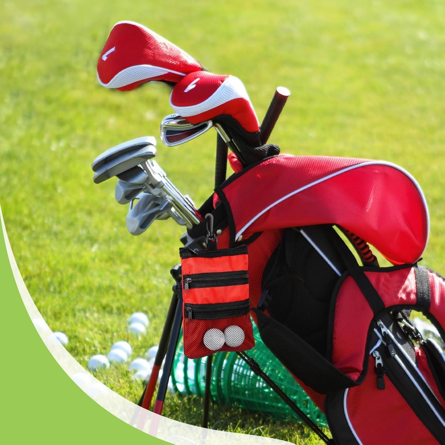 4 Pcs Golf Tee Holder 3 Zippered Golf Pouch Bag for Valuables Portable Ball Accessory Pouch for Men with Clip to Bag for More Storage, Easy Access, Black, Red, Blue, Gray