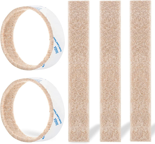 Felt Strips 10Pieces Pack 1x 6 Inches Self Adhesive Beige Furniture Felt Strips Anti Scratch Heavy Duty 5mm Thick Floor Protector for Rocking Chair for Hardwood Floor