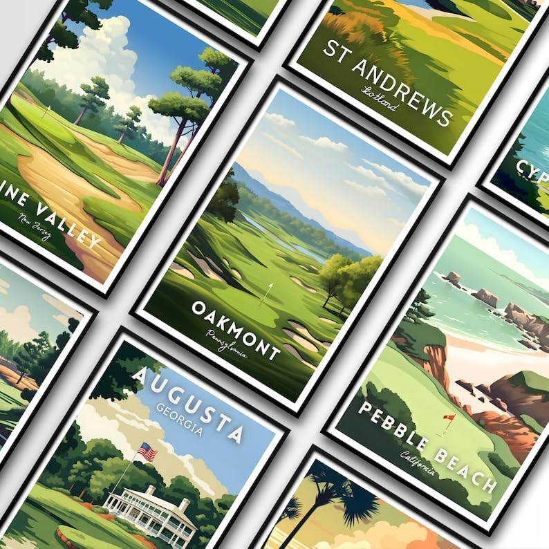 Nationcog Pinehurst Golf Wall Art Print, Vintage North Carolina Resort Poster for Living Room or Teen Bedroom, Scenic Course Decor, Great Golf Gift for Dad or Sports Fans (Unframed) (12x18)