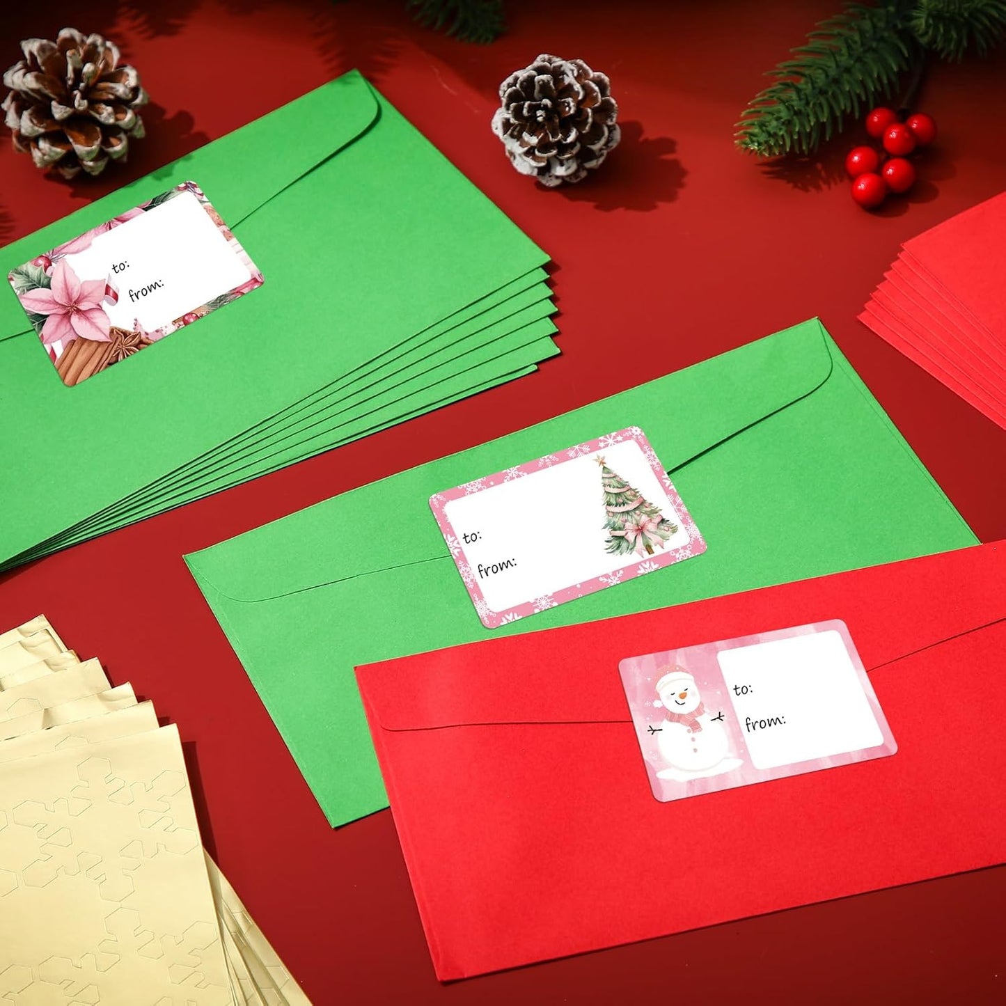 Outus 500 Pieces Christmas Tags Self Adhesive Gift Tags for Xmas Presents Christmas Name Labels Stickers for Wrapping Paper Festival Birthday Holiday Decor(Sweet Style,2.76 x 1.57 Inch)