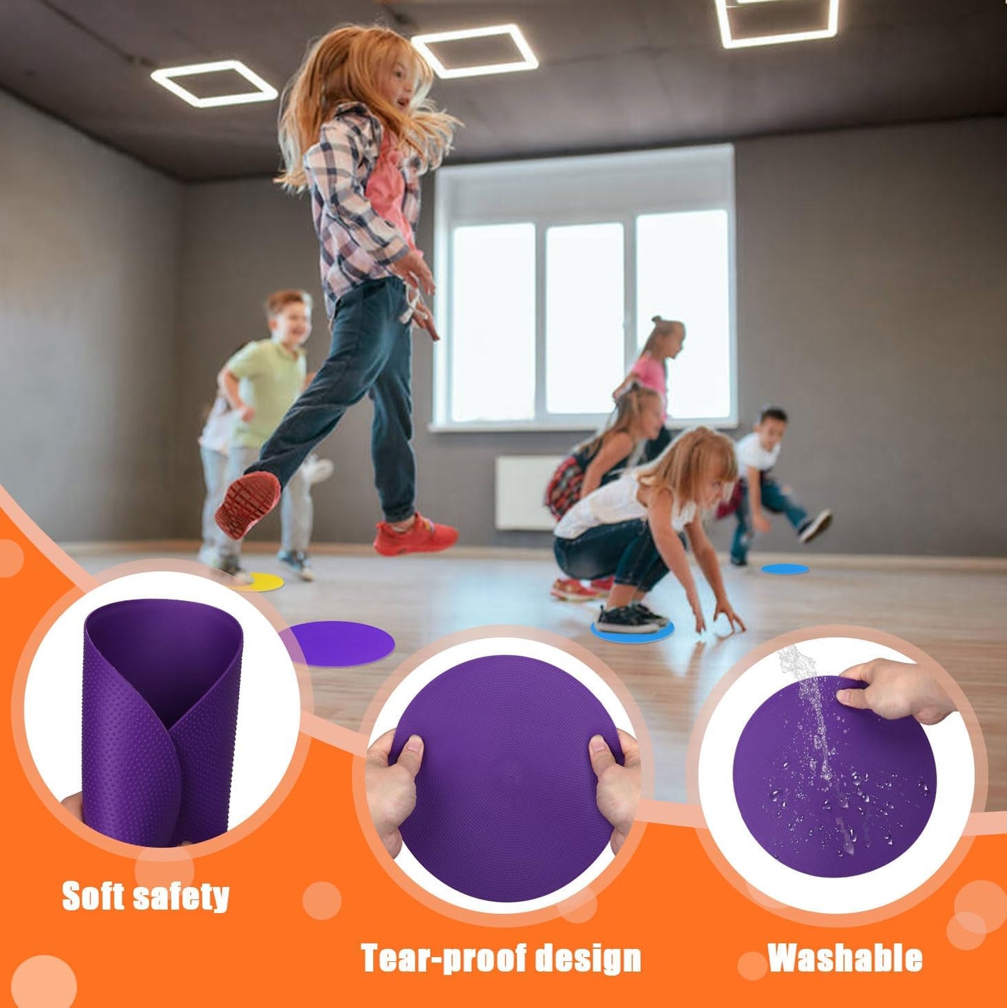 4inch & 9inch Poly Spot Markers for Agility Dot for Gym/PE Training, Dance, 6/12/24 Pcs Round Multiple Color & Size Rubber Non-Slip Spot Marker for Games, Floor Dots and Sport Activities