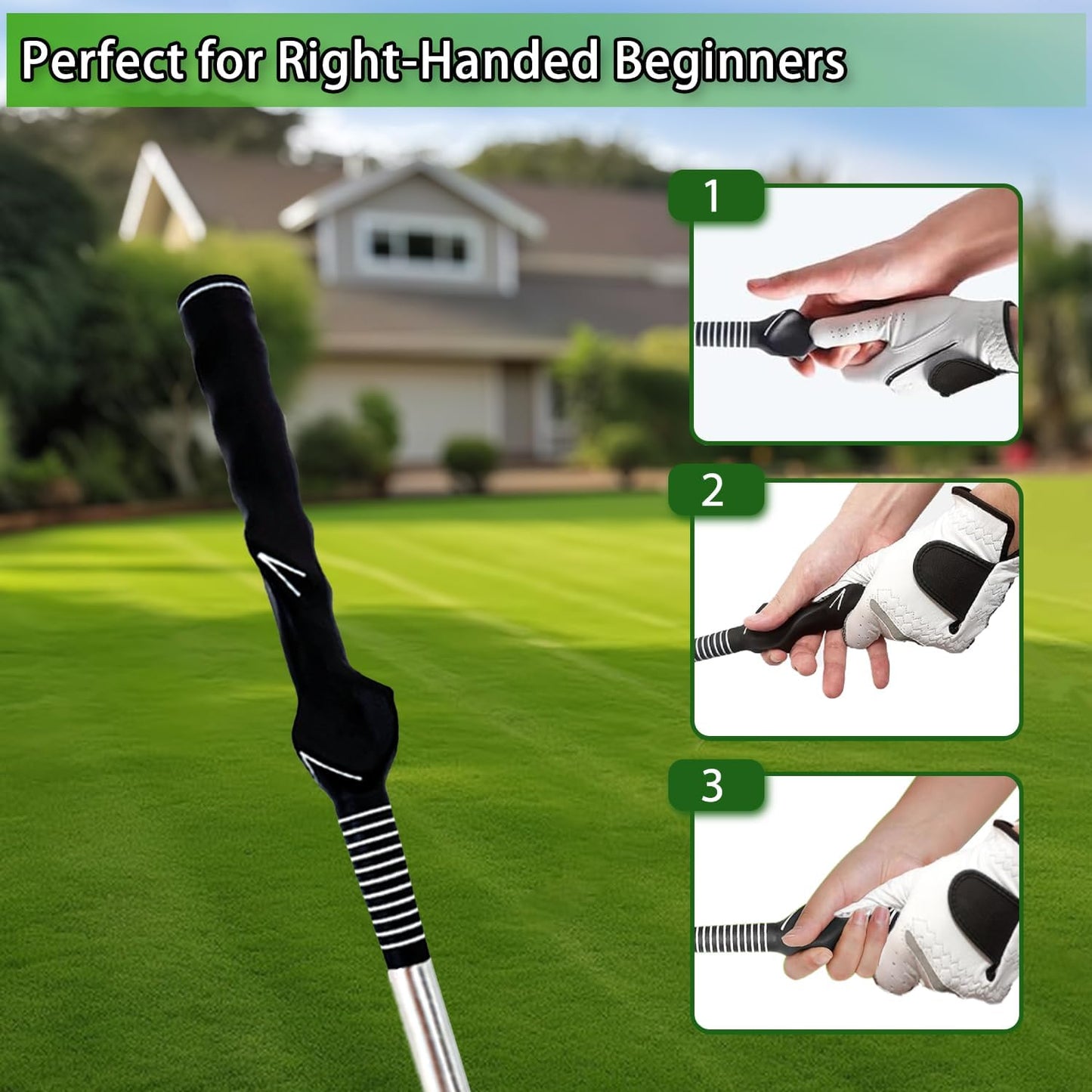 TRILVIX Retractable Golf Swing Training Aid, Portable Grip Trainer with Click Feedback, Right-Handed Golf Training Aid with Arm Band, for Chipping Hitting, Strength & Tempo, Golf Accessories for Men