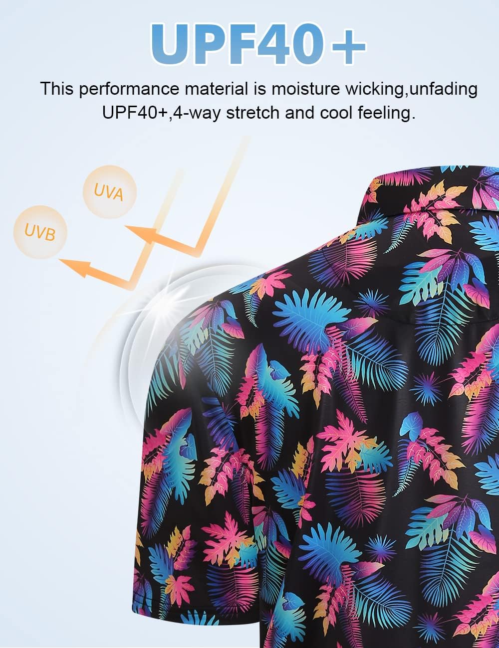 Hodaweisolp Golf Shirts for Men Dry Fit Print Moisture Wicking Performance Short Sleeve Polo Shirt