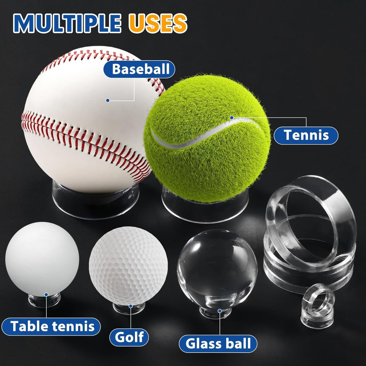 100 Pcs Ring Golf Ball Display Case 0.6 Inches Clear Baseball Holder Golf Ball Holder Small Baseball Acrylic Stands Round Ring Stand Acrylic Display Stands for Small Balls, Egg, Spheres, Marble