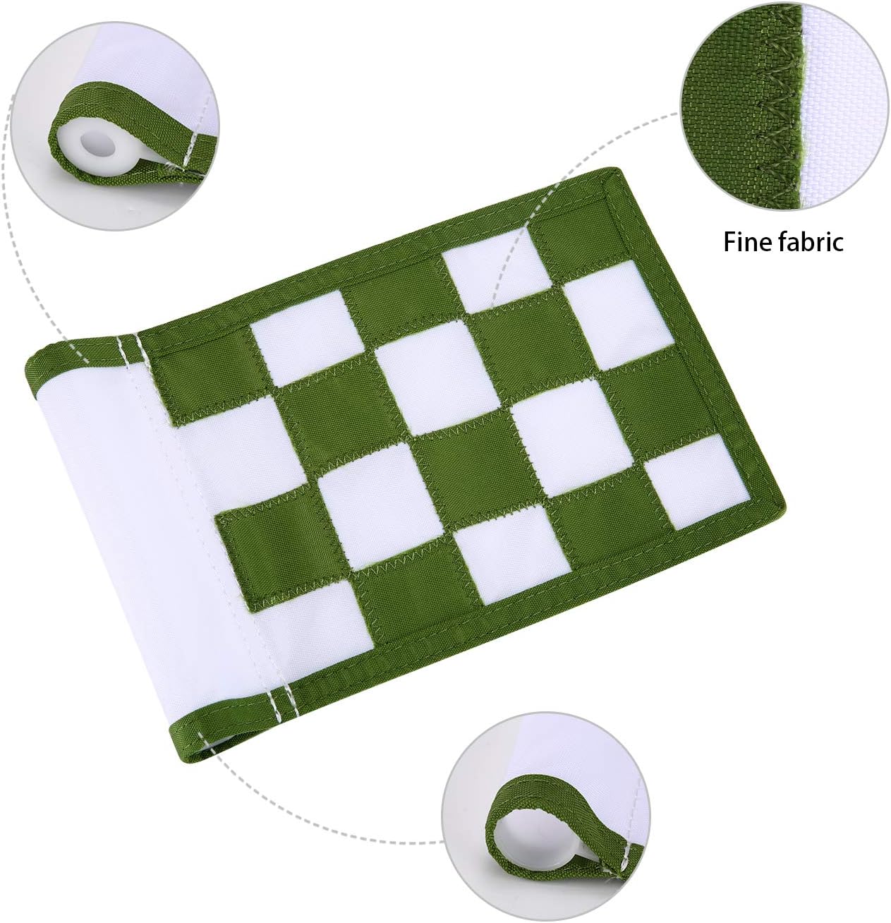 Nylon Golf Putting Green Flags - Solid & Checkered, Indoor/Outdoor, Portable Target Flags, 8.7"x6" (White-Green)