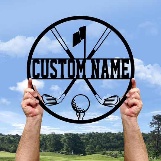 Personalized Golf Metal Wall Art, Vintage Golf Wall Decor, Custom Signs Outdoor Metal, Sports Theme Home Decor for Man Cave Office Garage Bar, Personalized Golf Gifts for Men Dad Father Color02