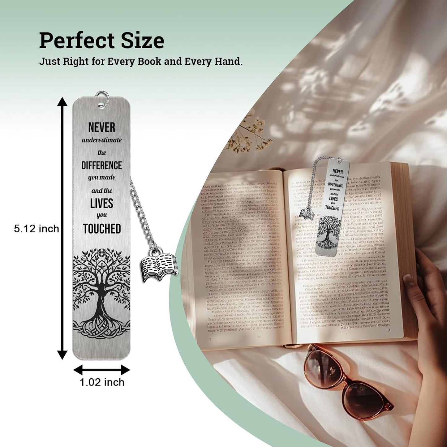 Bookmarks for Women, Metal Bookmark Gifts with Inspirational Quotes, Stainless Steel Book Marks Graduation, Retirement, Teacher Appreciation Gift for Her Him