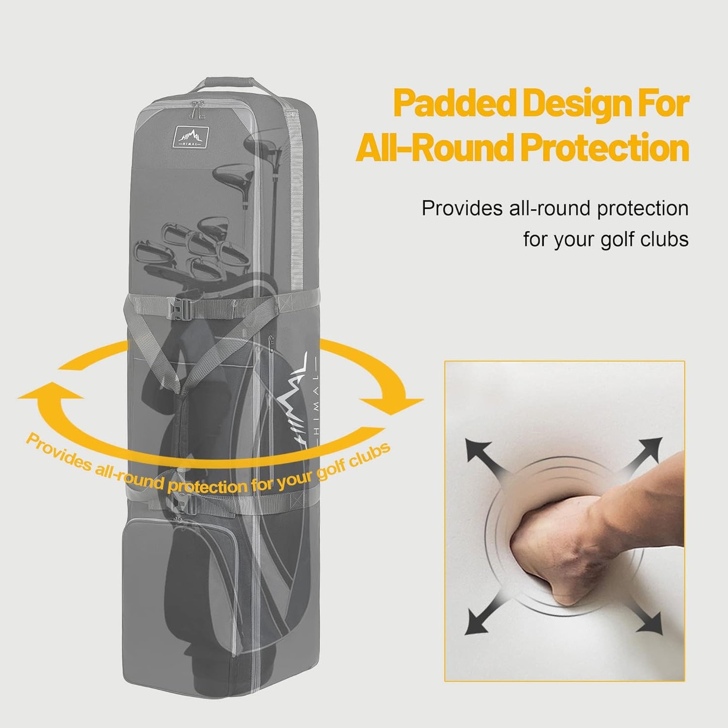 Golf Travel Bag with Wheels, 1200D Heavy Duty Oxford Fabric Golf Travel Case for Airlines