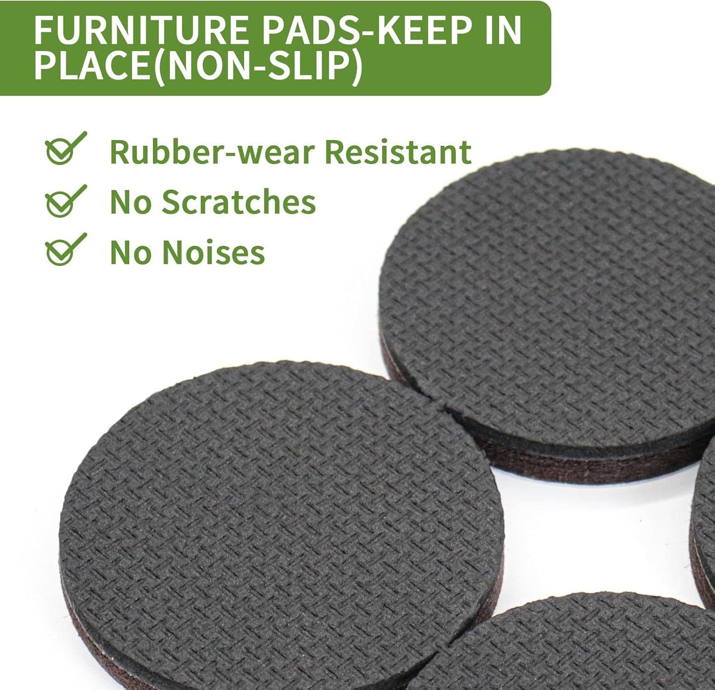 Non Slip Furniture Pads 32 PCS 2'' Round - Anti Slip Furniture Pads - Self Adhesive Rubber Feet Furniture Feet - Chair Leg Floor Protectors - Keep Furniture in Place