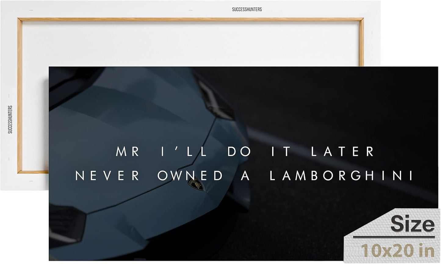 Motivational Wall Art for Office, Super Car Art Canvas, Inspirational Automotive Decor for Lamborghini Sportscar Lovers, Motivational Wall Decor for Office and Home, Inspiring Car Poster (20 X 10 in)