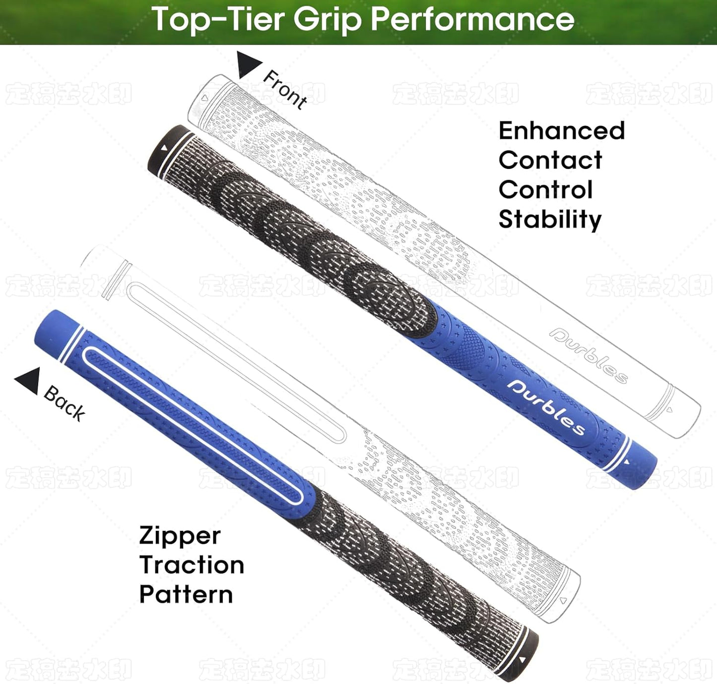 Golf Grips with Regripping Kit – All Weather Multi-Compound Golf Club Grips for Men & Women – Corded Rubber Grip Set – Standard & Midsize Wood and Iron Grip Kit – All Level Golfing Accessories