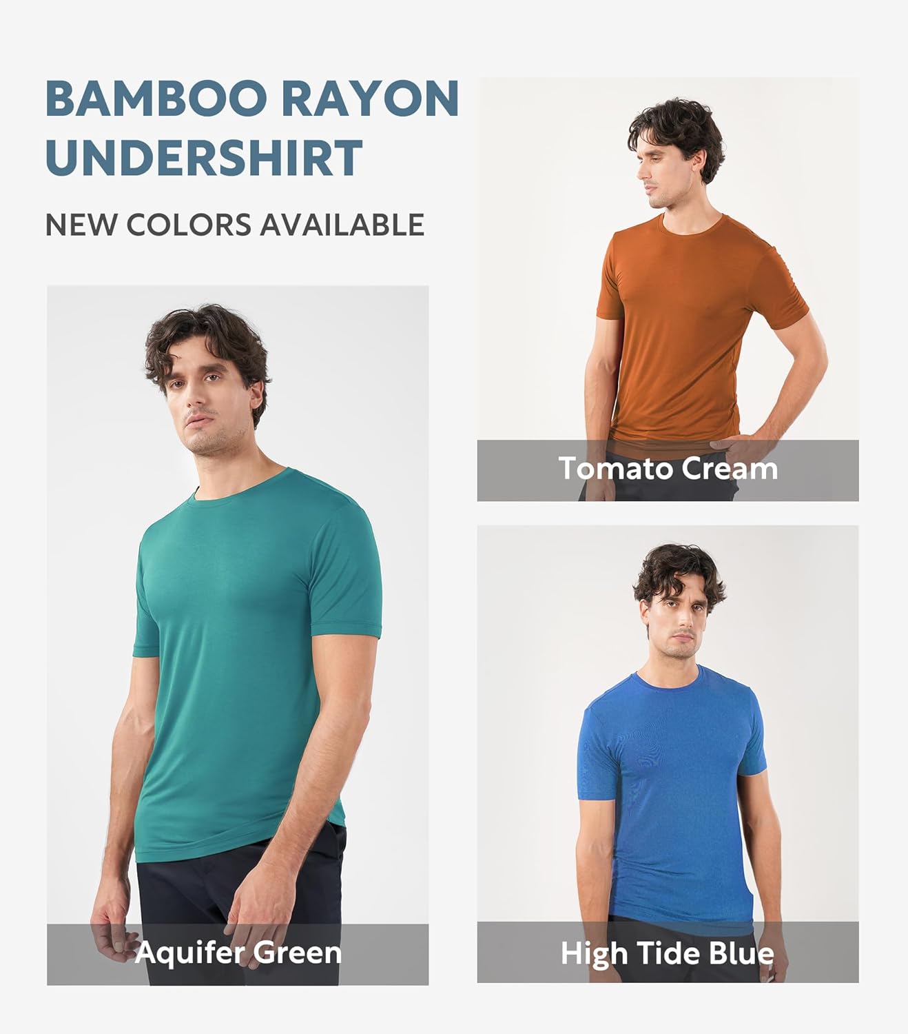 DAVID ARCHY Men's Undershirt Bamboo Rayon Moisture-Wicking Crewneck T-Shirts Stretch Tees for Men, 3 or 5 Pack