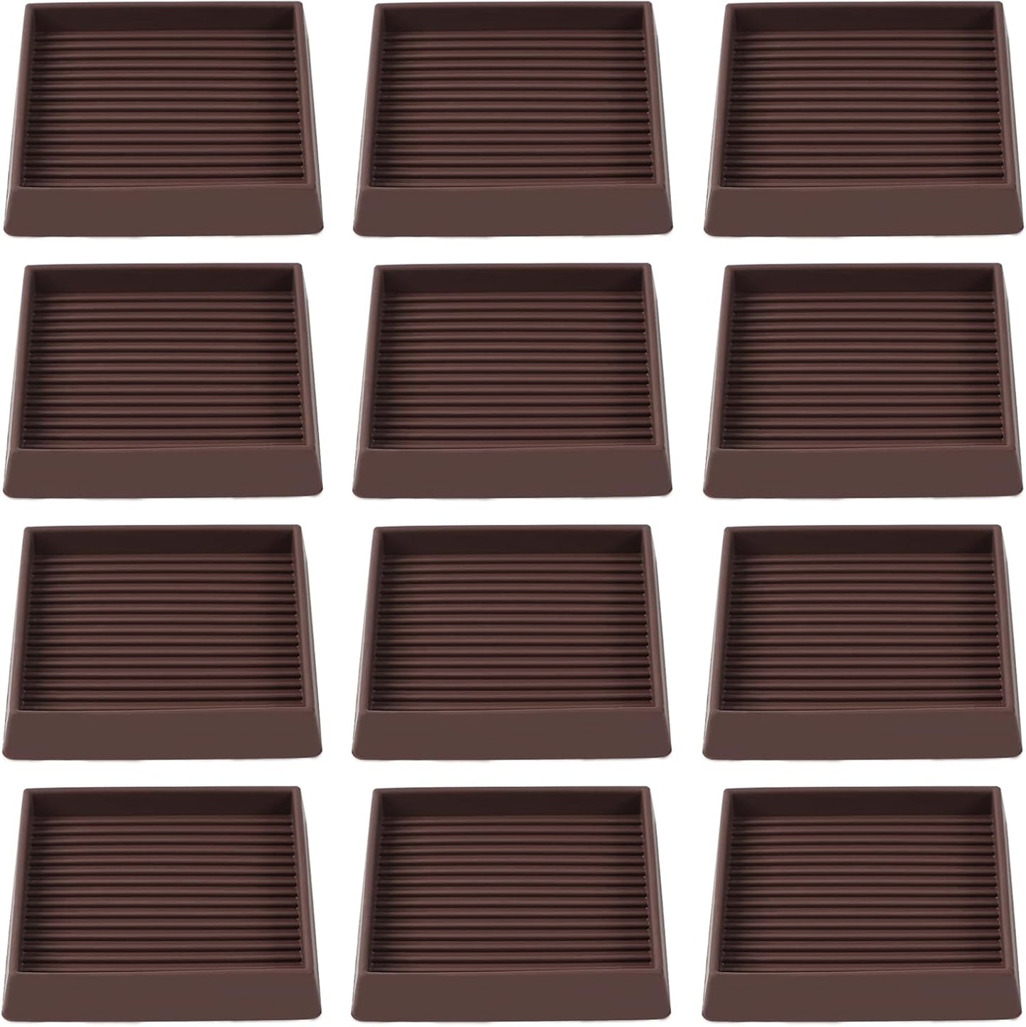 3x3 Square Rubber Furniture Caster Cups, Anti-Sliding Furniture Pads Bed Stopper Floor Protectors with Grip - Protect Any Flooring