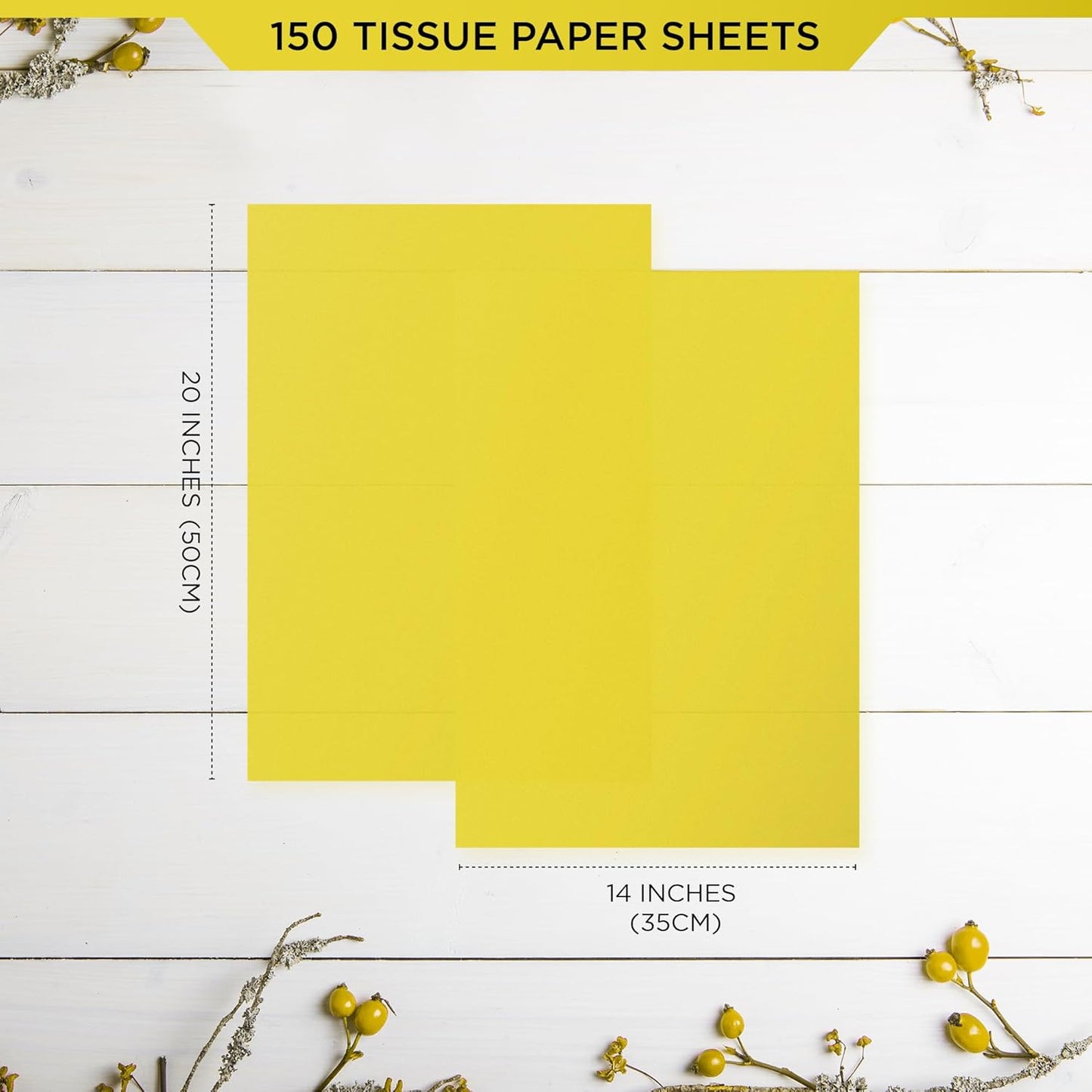 SANZIX 150 Sheets Yellow Tissue Paper for Gift Bags Bulk 14x20 Inch - Yellow Christmas Wrapping Paper for Gifts Wrap, Bouquet, Wedding, Birthday, DIY, Holiday, Thanksgiving & Christmas Decorations