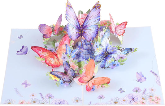 3D Butterfly Greeting Cards, Flowers Pop Up Birthday Cards, for Mom, Sister, Grandmother, Wife, Daughter, and other women, with envelope