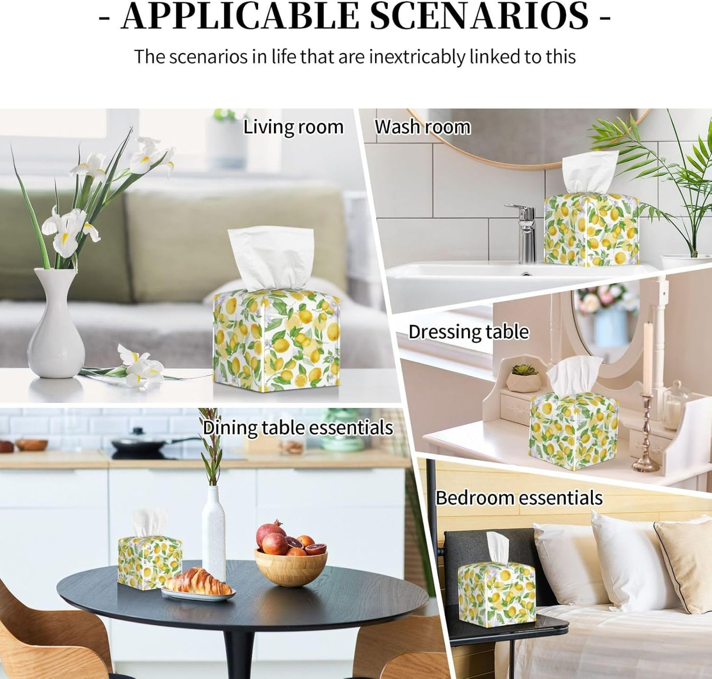 Lemon Tissue Box Cover Tissue Holder, Tissue Case, Kitchen Desktop Home Decorative Tissue Box Home Office Desk Car Decor