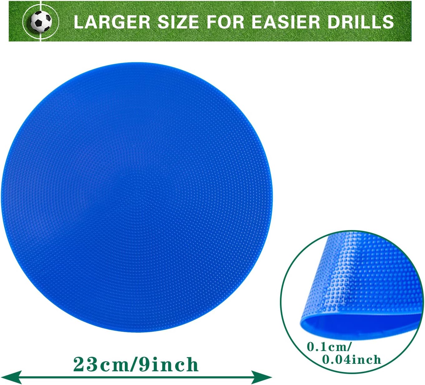 Spot Markers 9 Inch 10 Inch Non Slip Rubber Floor Markers Flat Field Cones Poly Dots for Soccer Basketball Sports Speed Agility Training and Drills