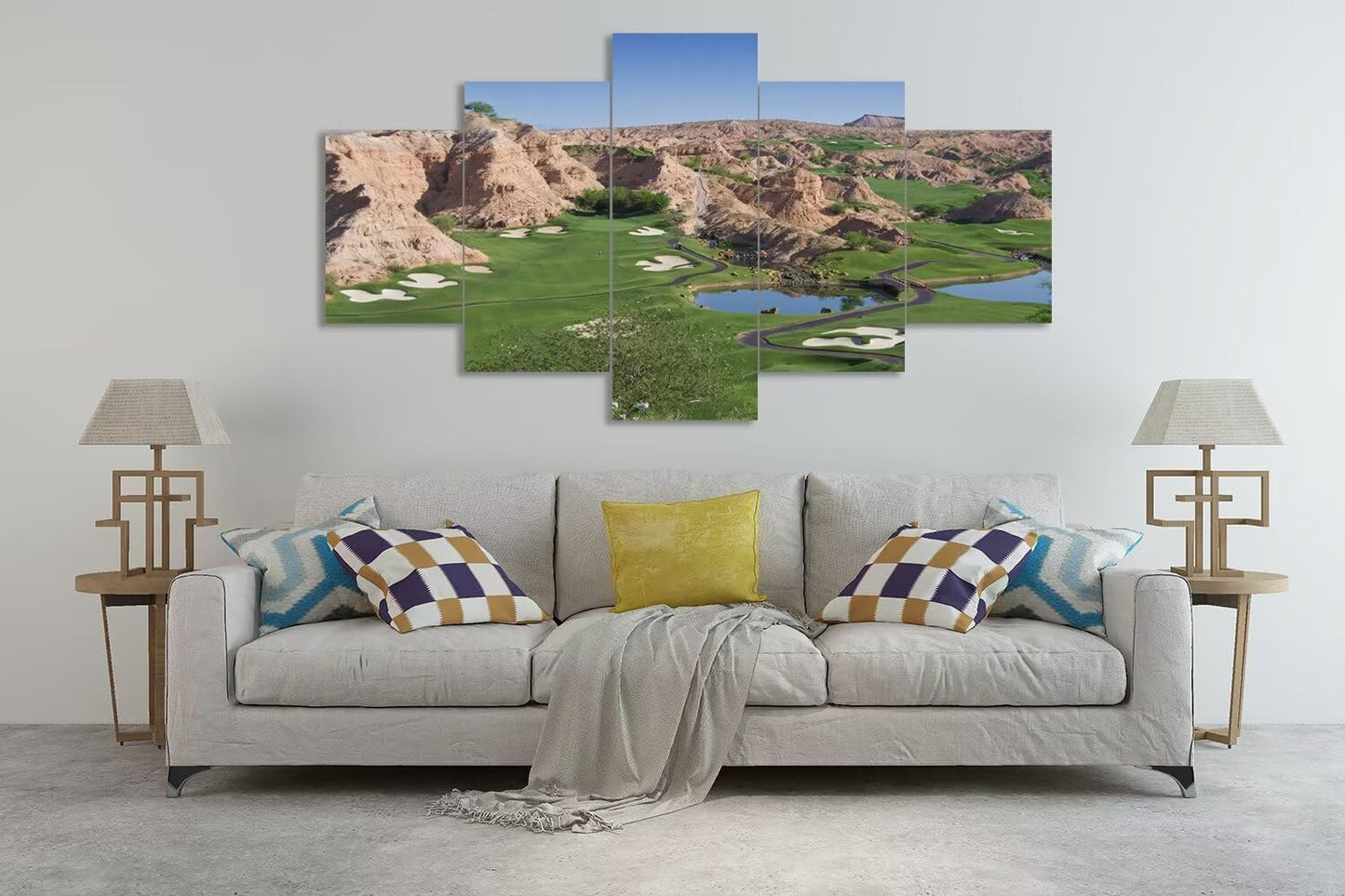 Wolf Creek Golf Course Canvas Wall Art for Living Room Bedroom Bathroom Home Decorations Golf Course Pictures Posters Wall Decor Framed Artwork Ready to Hang(60''W x 40''H)